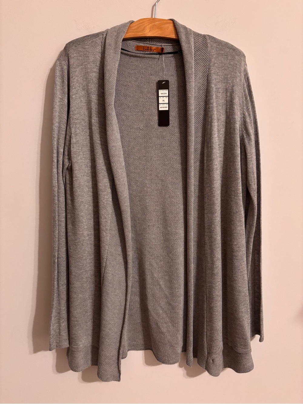 Belldini NWT Heather Grey Open Cardigan